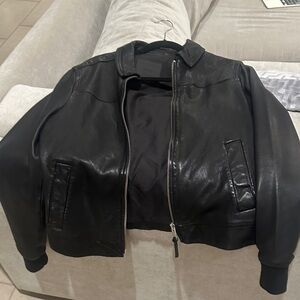 All Saints Charcoal Leather Jacket medium